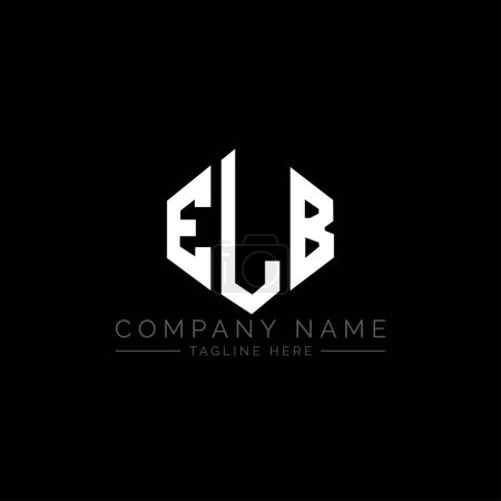 Illustration for ELB letter logo design with polygon shape. ELB polygon and cube shape logo design. ELB hexagon vector logo template white and black colors. ELB monogram, business and real estate logo. - Royalty Free Image