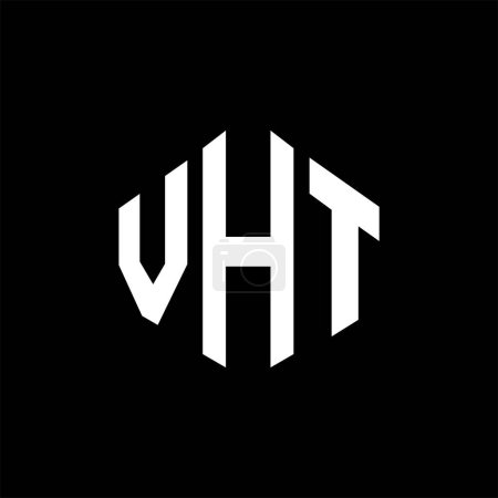 Illustration for VHT letter logo design with polygon shape. VHT polygon and cube shape logo design. VHT hexagon vector logo template white and black colors. VHT monogram, business and real estate logo. - Royalty Free Image