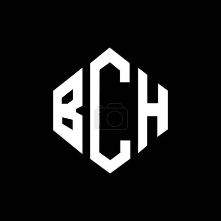 Illustration for BCH letter logo design with polygon shape. BCH polygon and cube shape logo design. BCH hexagon vector logo template white and black colors. BCH monogram, business and real estate logo. - Royalty Free Image