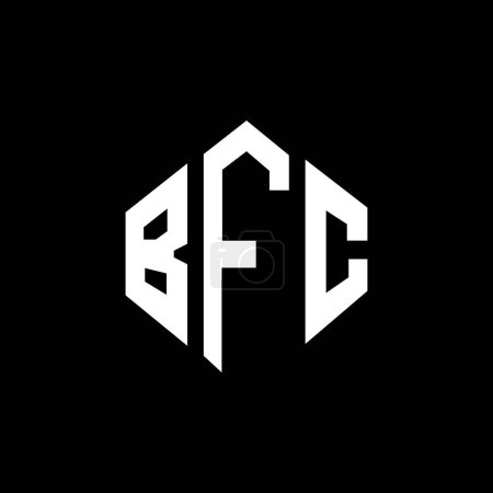 Illustration for BFC letter logo design with polygon shape. BFC polygon and cube shape logo design. BFC hexagon vector logo template white and black colors. BFC monogram, business and real estate logo. - Royalty Free Image
