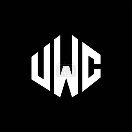 Ilustración de Diseño del logotipo de la letra UWC con forma de polígono. Diseño de logotipo en forma de polígono y cubo UWC. Plantilla de logotipo de vector hexágono UWC colores blanco y negro. Monograma de UWC, logotipo de negocios e inmuebles. - Imagen libre de derechos