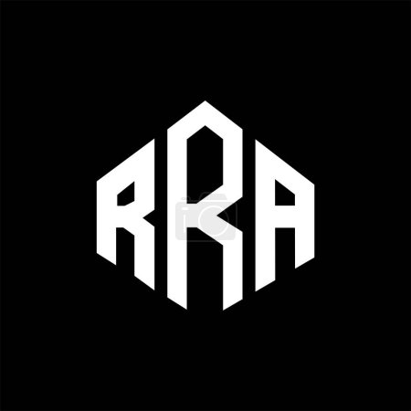 Illustration for RRA letter logo design with polygon shape. RRA polygon and cube shape logo design. RRA hexagon vector logo template white and black colors. RRA monogram, business and real estate logo. - Royalty Free Image