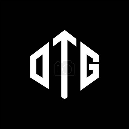 Illustration for OTG letter logo design with polygon shape. OTG polygon and cube shape logo design. OTG hexagon vector logo template white and black colors. OTG monogram, business and real estate logo. - Royalty Free Image