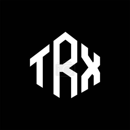 Illustration for TRX letter logo design with polygon shape. TRX polygon and cube shape logo design. TRX hexagon vector logo template white and black colors. TRX monogram, business and real estate logo. - Royalty Free Image