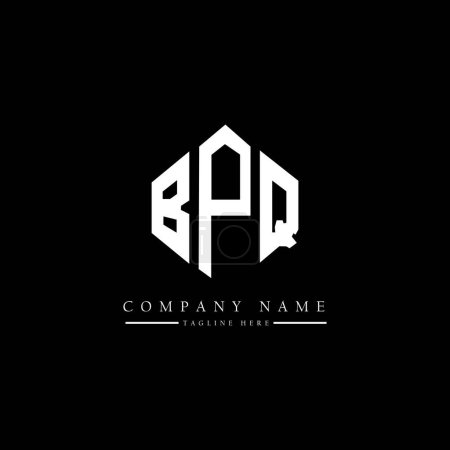 Illustration for BPQ letter logo design with polygon shape. BPQ polygon and cube shape logo design. BPQ hexagon vector logo template white and black colors. BPQ monogram, business and real estate logo. - Royalty Free Image