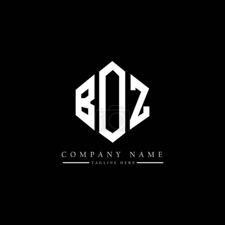 Illustration for BOZ letter logo design with polygon shape. BOZ polygon and cube shape logo design. BOZ hexagon vector logo template white and black colors. BOZ monogram, business and real estate logo. - Royalty Free Image