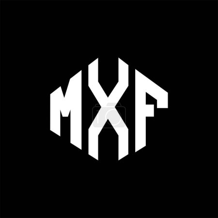 Ilustración de Diseño del logotipo de la letra MXF con forma de polígono. Diseño del logotipo en forma de polígono y cubo MXF. Plantilla de logotipo de vector hexágono MXF colores blanco y negro. Monograma de MXF, logotipo de negocios y bienes raíces. - Imagen libre de derechos