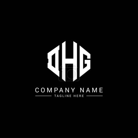 Illustration for DHG letter logo design with polygon shape. DHG polygon and cube shape logo design. DHG hexagon vector logo template white and black colors. DHG monogram, business and real estate logo. - Royalty Free Image