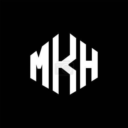 Illustration for MKH letter logo design with polygon shape. MKH polygon and cube shape logo design. MKH hexagon vector logo template white and black colors. MKH monogram, business and real estate logo. - Royalty Free Image