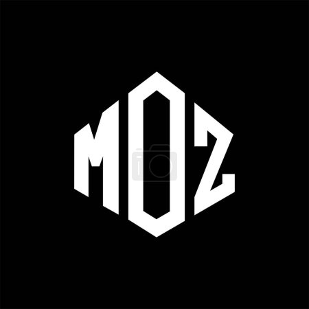Illustration for MOZ letter logo design with polygon shape. MOZ polygon and cube shape logo design. MOZ hexagon vector logo template white and black colors. MOZ monogram, business and real estate logo. - Royalty Free Image