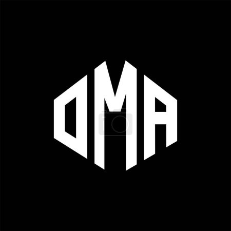 Illustration for OMA letter logo design with polygon shape. OMA polygon and cube shape logo design. OMA hexagon vector logo template white and black colors. OMA monogram, business and real estate logo. - Royalty Free Image