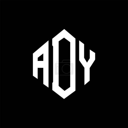 Ilustración de ADY letter logo design with polygon shape. ADY polygon and cube shape logo design. ADY hexagon vector logo template white and black colors. ADY monogram, business and real estate logo. - Imagen libre de derechos