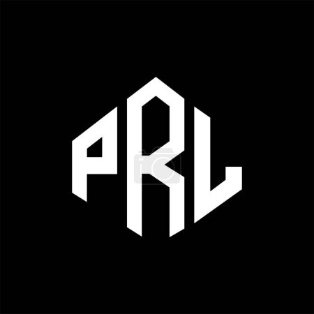 Illustration for PRL letter logo design with polygon shape. PRL polygon and cube shape logo design. PRL hexagon vector logo template white and black colors. PRL monogram, business and real estate logo. - Royalty Free Image
