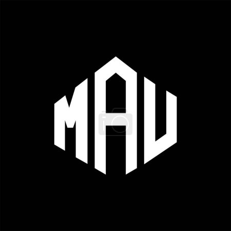 Ilustración de Diseño del logotipo de la letra MAU con forma de polígono. Diseño del logo en forma de polígono y cubo MAU. Plantilla de logotipo de hexágono MAU colores blanco y negro. Monograma MAU, logotipo de negocios e inmuebles. - Imagen libre de derechos