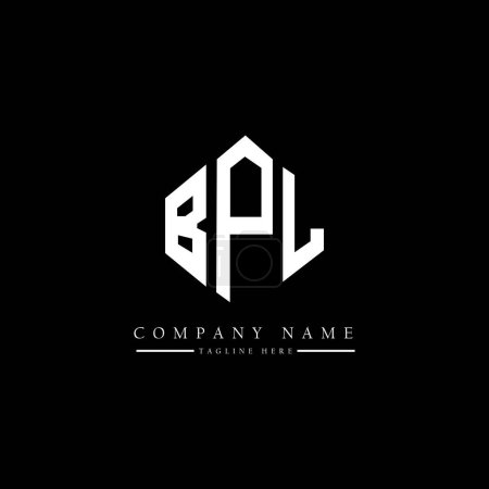 Illustration for BPL letter logo design with polygon shape. BPL polygon and cube shape logo design. BPL hexagon vector logo template white and black colors. BPL monogram, business and real estate logo. - Royalty Free Image