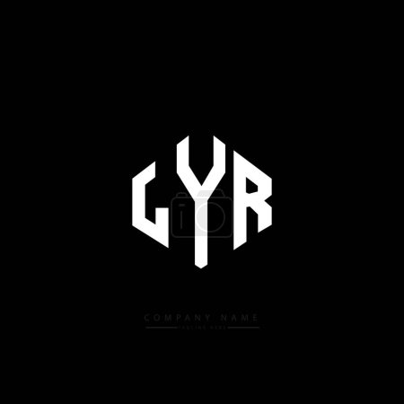 Ilustración de LYR letter logo design with polygon shape. LYR polygon and cube shape logo design. LYR hexagon vector logo template white and black colors. LYR monogram, business and real estate logo. - Imagen libre de derechos