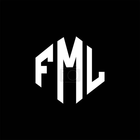Illustration for FML letter logo design with polygon shape. FML polygon and cube shape logo design. FML hexagon vector logo template white and black colors. FML monogram, business and real estate logo. - Royalty Free Image