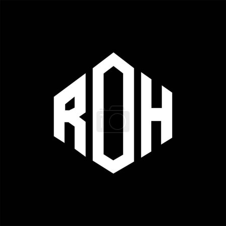Illustration for ROH letter logo design with polygon shape. ROH polygon and cube shape logo design. ROH hexagon vector logo template white and black colors. ROH monogram, business and real estate logo. - Royalty Free Image