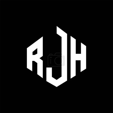 Illustration for RJH letter logo design with polygon shape. RJH polygon and cube shape logo design. RJH hexagon vector logo template white and black colors. RJH monogram, business and real estate logo. - Royalty Free Image