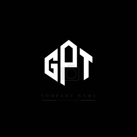 GPT letter logo design with polygon shape. GPT polygon and cube shape logo design. GPT hexagon vector logo template white and black colors. GPT monogram, business and real estate logo.