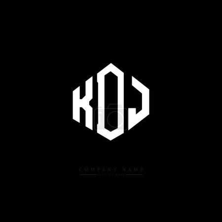 Illustration for KDJ letter logo design with polygon shape. KDJ polygon and cube shape logo design. KDJ hexagon vector logo template white and black colors. KDJ monogram, business and real estate logo. - Royalty Free Image