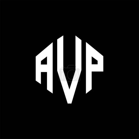 Illustration for AVP letter logo design with polygon shape. AVP polygon and cube shape logo design. AVP hexagon vector logo template white and black colors. AVP monogram, business and real estate logo. - Royalty Free Image