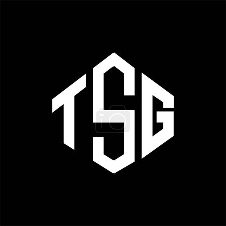 Illustration for TSG letter logo design with polygon shape. TSG polygon and cube shape logo design. TSG hexagon vector logo template white and black colors. TSG monogram, business and real estate logo. - Royalty Free Image