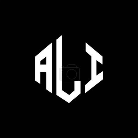 Illustration for ALI letter logo design with polygon shape. ALI polygon and cube shape logo design. ALI hexagon vector logo template white and black colors. ALI monogram, business and real estate logo. - Royalty Free Image