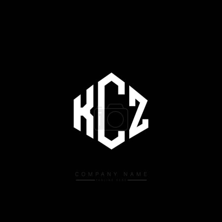 Illustration for KCZ letter logo design with polygon shape. KCZ polygon and cube shape logo design. KCZ hexagon vector logo template white and black colors. KCZ monogram, business and real estate logo. - Royalty Free Image