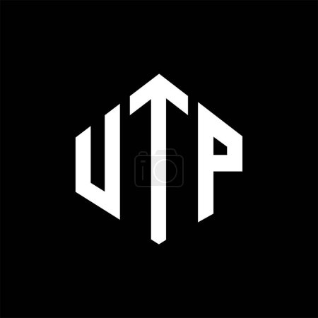 Téléchargez les illustrations : UTP lettre logo design avec forme de polygone. Polygone UTP et conception de logo en forme de cube. Modèle de logo vectoriel UTP hexagone couleurs blanches et noires. Monogramme UTP, logo commercial et immobilier. - en licence libre de droit
