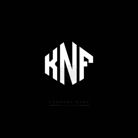 Téléchargez les illustrations : KNF letter logo design with polygon shape. KNF polygon and cube shape logo design. KNF hexagon vector logo template white and black colors. KNF monogram, business and real estate logo. - en licence libre de droit