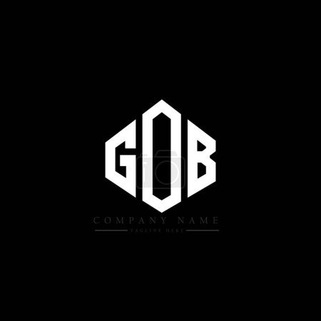 Ilustración de Diseño del logotipo de la letra GOB con forma de polígono. GOB diseño de logotipo en forma de polígono y cubo. Plantilla de logotipo de hexágono GOB colores blanco y negro. Monograma GOB, logotipo comercial e inmobiliario. - Imagen libre de derechos
