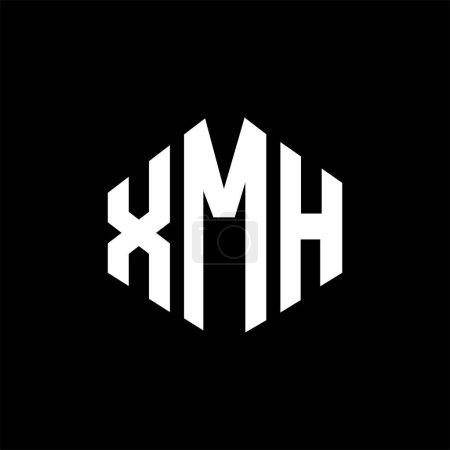 Téléchargez les illustrations : Logo de la lettre XMH avec forme polygonale. Logo XMH en forme de polygone et de cube. Modèle de logo vectoriel XMH hexagone blanc et noir. Monogramme XMH, logo commercial et immobilier. - en licence libre de droit