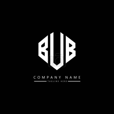 Illustration for BUB letter logo design with polygon shape. BUB polygon and cube shape logo design. BUB hexagon vector logo template white and black colors. BUB monogram, business and real estate logo. - Royalty Free Image