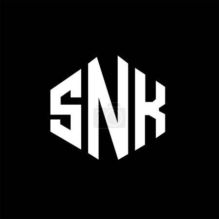 Ilustración de Diseño del logotipo de la letra SNK con forma de polígono. Diseño de logotipo en forma de polígono y cubo SNK. SNK hexágono vector logotipo plantilla blanco y negro colores. SNK monograma, negocio y logotipo de bienes raíces. - Imagen libre de derechos