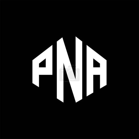 Illustration for PNA letter logo design with polygon shape. PNA polygon and cube shape logo design. PNA hexagon vector logo template white and black colors. PNA monogram, business and real estate logo. - Royalty Free Image