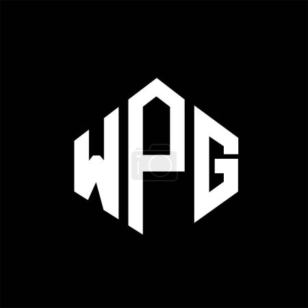 Illustration for WPG letter logo design with polygon shape. WPG polygon and cube shape logo design. WPG hexagon vector logo template white and black colors. WPG monogram, business and real estate logo. - Royalty Free Image