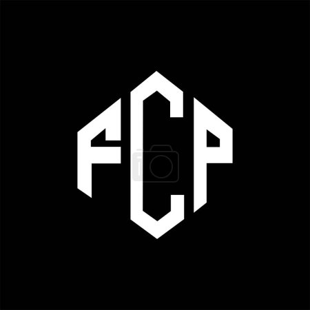 Illustration for FCP letter logo design with polygon shape. FCP polygon and cube shape logo design. FCP hexagon vector logo template white and black colors. FCP monogram, business and real estate logo. - Royalty Free Image