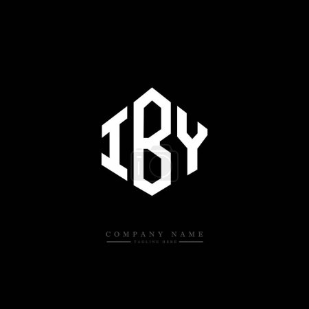 Illustration for IBY letter logo design with polygon shape. IBY polygon and cube shape logo design. IBY hexagon vector logo template white and black colors. IBY monogram, business and real estate logo. - Royalty Free Image