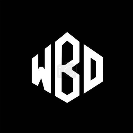 Illustration for WBO letter logo design with polygon shape. WBO polygon and cube shape logo design. WBO hexagon vector logo template white and black colors. WBO monogram, business and real estate logo. - Royalty Free Image
