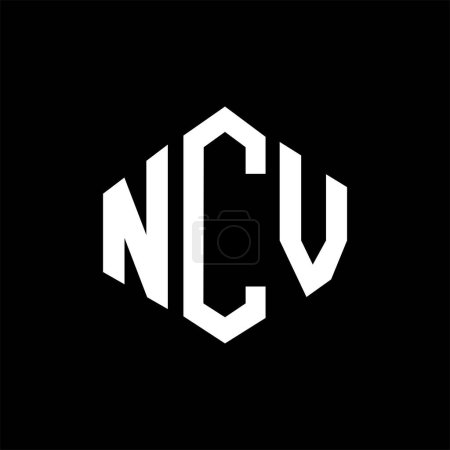Ilustración de Diseño del logotipo de la letra NCV con forma de polígono. Diseño del logo en forma de polígono y cubo NCV. Plantilla de logotipo de hexágono NCV colores blanco y negro. Monograma del NCV, logotipo del negocio y de bienes raíces. - Imagen libre de derechos
