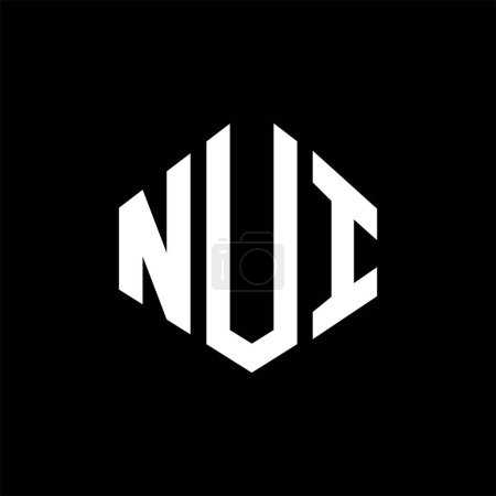 Illustration for NUI letter logo design with polygon shape. NUI polygon and cube shape logo design. NUI hexagon vector logo template white and black colors. NUI monogram, business and real estate logo. - Royalty Free Image