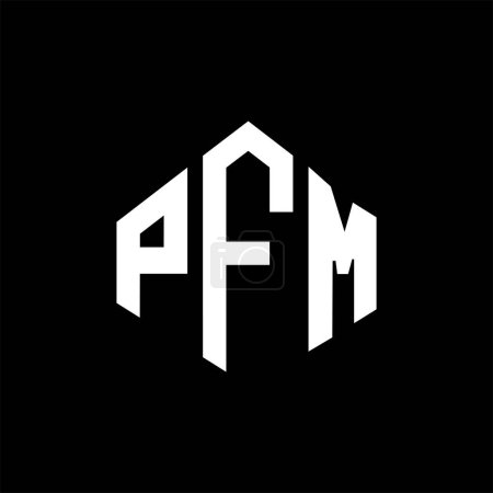 Téléchargez les illustrations : PFM lettre logo design avec forme de polygone. PFM polygone et forme de cube logo design. Modèle de logo vectoriel hexagonal PFM blanc et noir. Monogramme PFM, logo commercial et immobilier. - en licence libre de droit