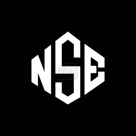 Illustration for NSE letter logo design with polygon shape. NSE polygon and cube shape logo design. NSE hexagon vector logo template white and black colors. NSE monogram, business and real estate logo. - Royalty Free Image