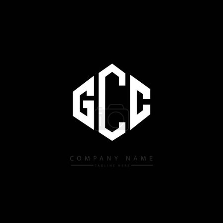 Illustration for GCC letter logo design with polygon shape. GCC polygon and cube shape logo design. GCC hexagon vector logo template white and black colors. GCC monogram, business and real estate logo. - Royalty Free Image
