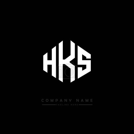 Ilustración de Diseño del logotipo de la letra HKS con forma de polígono. Diseño de logotipo en forma de polígono y cubo HKS. Plantilla de logotipo de hexágono HKS colores blanco y negro. Monograma de HKS, logotipo de negocios y bienes raíces. - Imagen libre de derechos