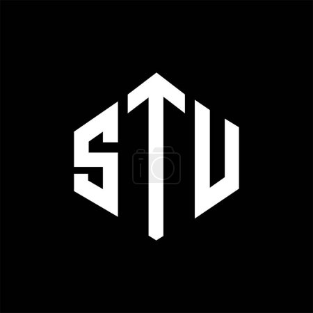 Ilustración de Diseño del logotipo de la letra STU con forma de polígono. Diseño del logotipo en forma de polígono y cubo STU. STU hexágono vector logotipo plantilla blanco y negro colores. Monograma STU, logotipo de negocios e inmuebles. - Imagen libre de derechos