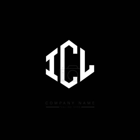 Illustration for ICL letter logo design with polygon shape. ICL polygon and cube shape logo design. ICL hexagon vector logo template white and black colors. ICL monogram, business and real estate logo. - Royalty Free Image