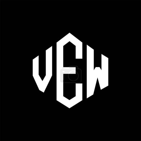 Illustration for VEW letter logo design with polygon shape. VEW polygon and cube shape logo design. VEW hexagon vector logo template white and black colors. VEW monogram, business and real estate logo. - Royalty Free Image
