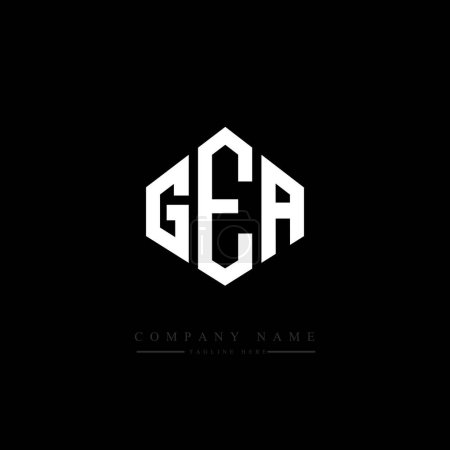 Illustration for GEA letter logo design with polygon shape. GEA polygon and cube shape logo design. GEA hexagon vector logo template white and black colors. GEA monogram, business and real estate logo. - Royalty Free Image